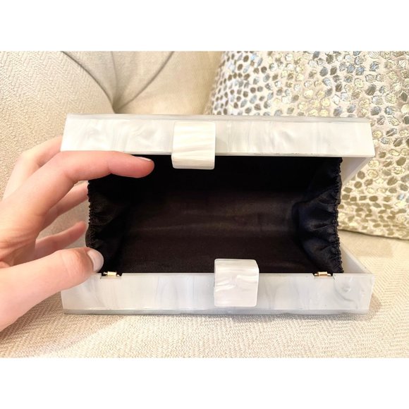 Mother of Pearl Acrylic Box Clutch, Marble Clutch Bag, Acrylic Clutch Bag - Picture 4 of 10